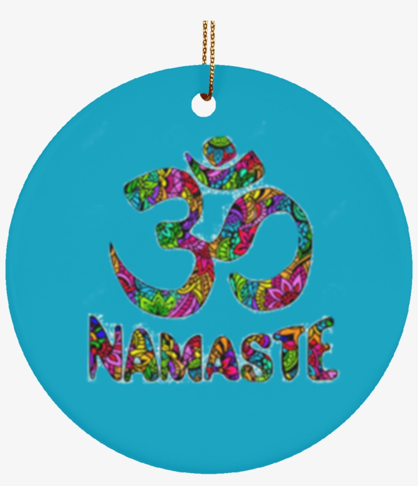 Namaste Om Symbol Ceramic Circle Ornament - Graphic Design, transparent png #8925055