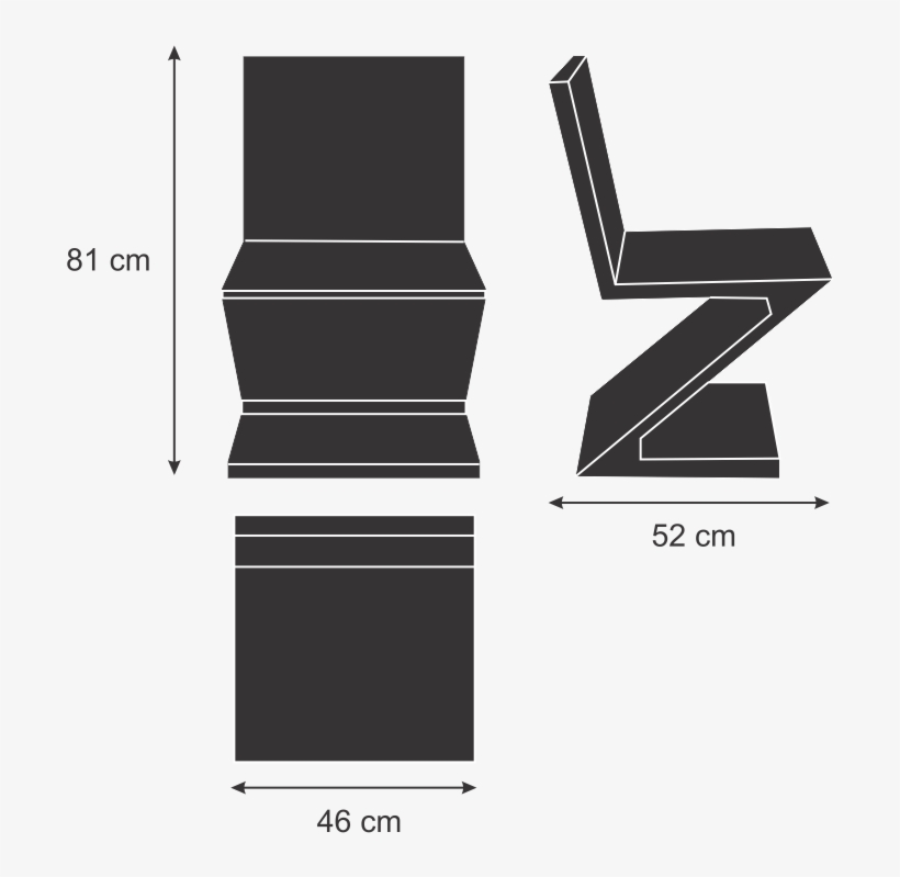 Zig Zag - Planos De La Silla Zig Zag De Rietveld, transparent png #8927487