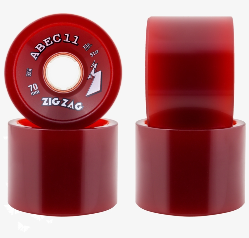 70mm Abec 11 Classic 'thane Retro Red Zig Zag Longboard - Skateboarding, transparent png #8928065