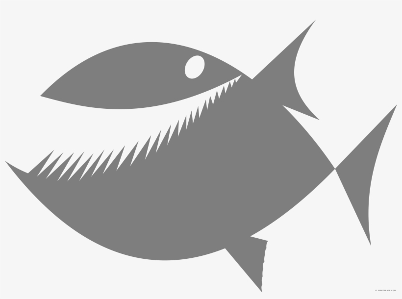 Fish Silhouette Clipart - Fish With Teeth Clipart, transparent png #8930861