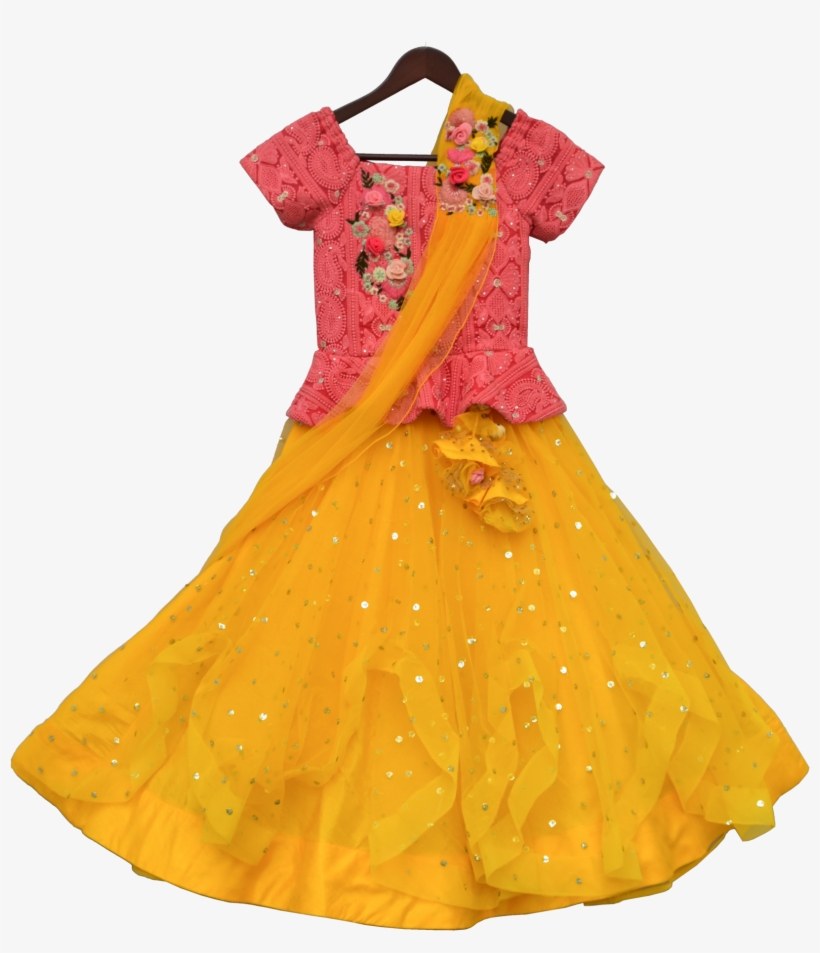 Load Image Into Gallery Viewer, Girls Peach Embroidery - Day Dress, transparent png #8931621