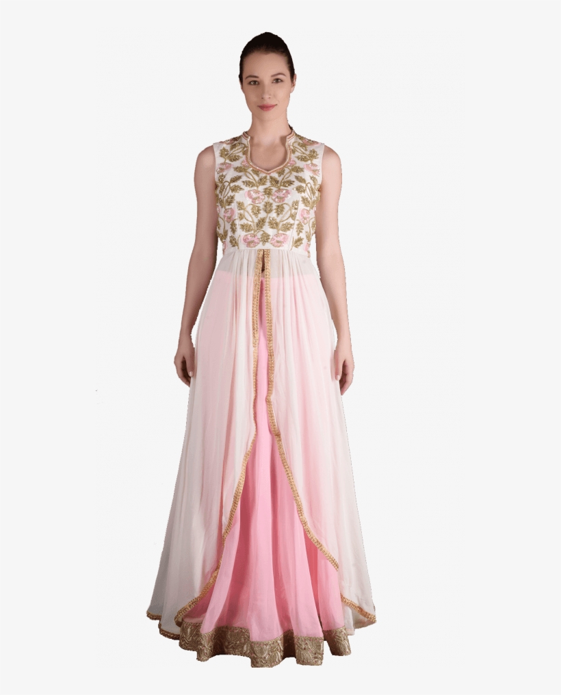 Ivory & Baby Pink Cape Lehenga - Bhumika Grover Designer Collection, transparent png #8931820