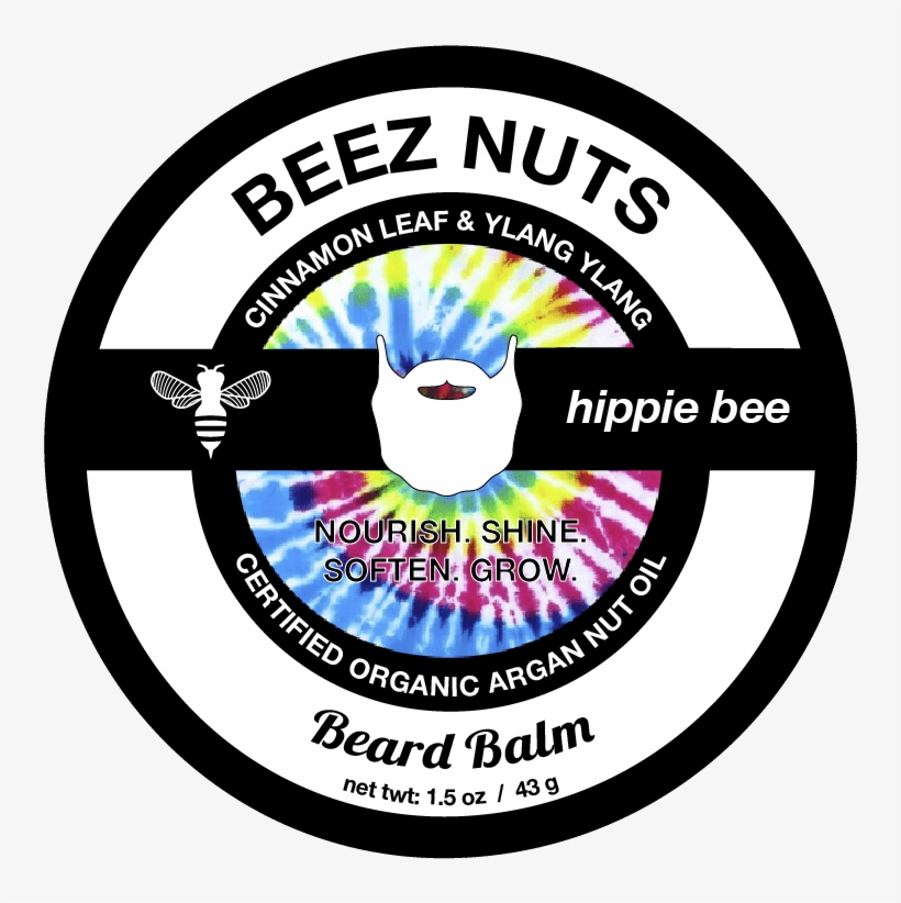 Hippie Bee Beard Balm Label Front - Circle, transparent png #8933833