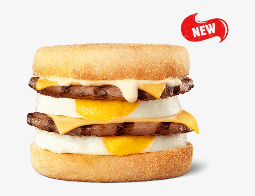 Double Sausage & Egg Muffin - Fast Food, transparent png #8934039