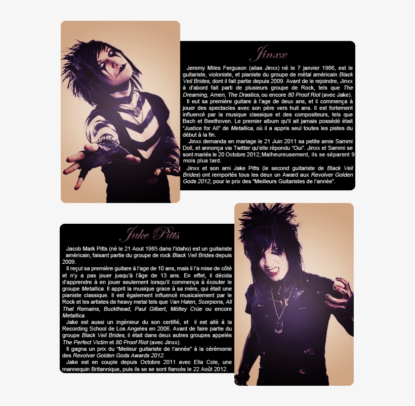 Black Veil Brides Black Veil Brides - Jinxx Bvb, transparent png #8935189