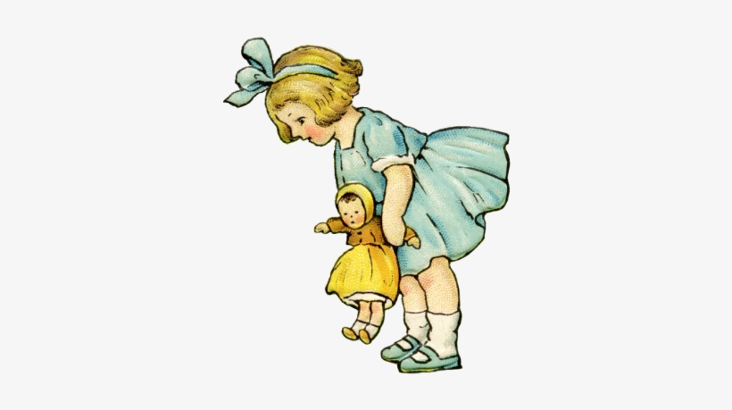 Stetcher Little Girl With Doll Photo Little Girl - Cartoon, transparent png #8940024
