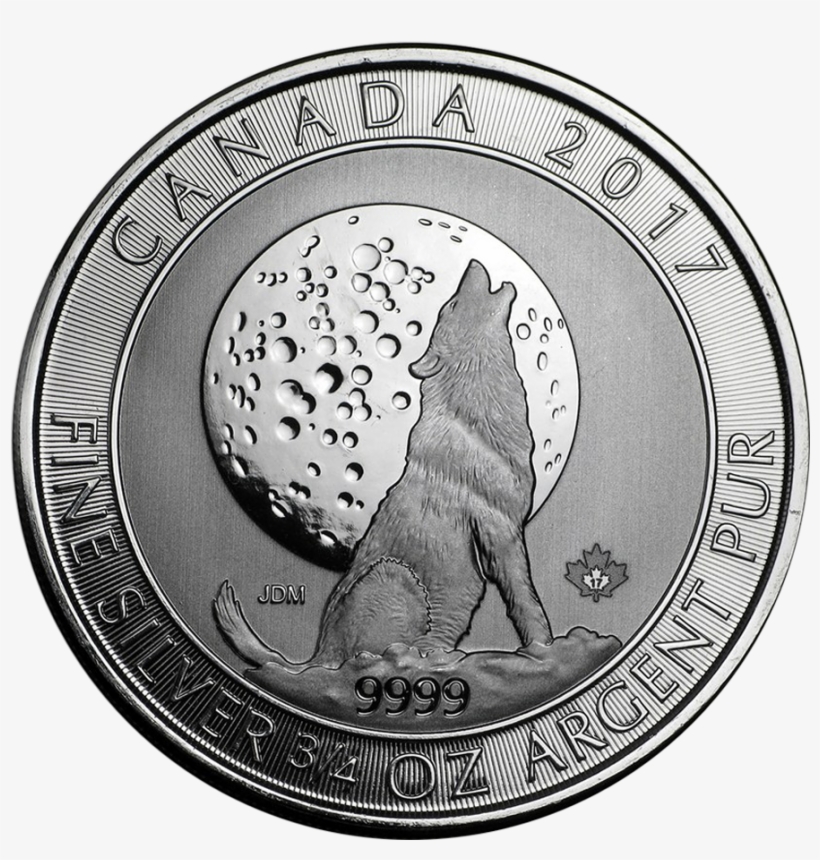 Pre-owned 2017 Canadian Howling Wolf 3/4oz Silver Coin, transparent png #8942283