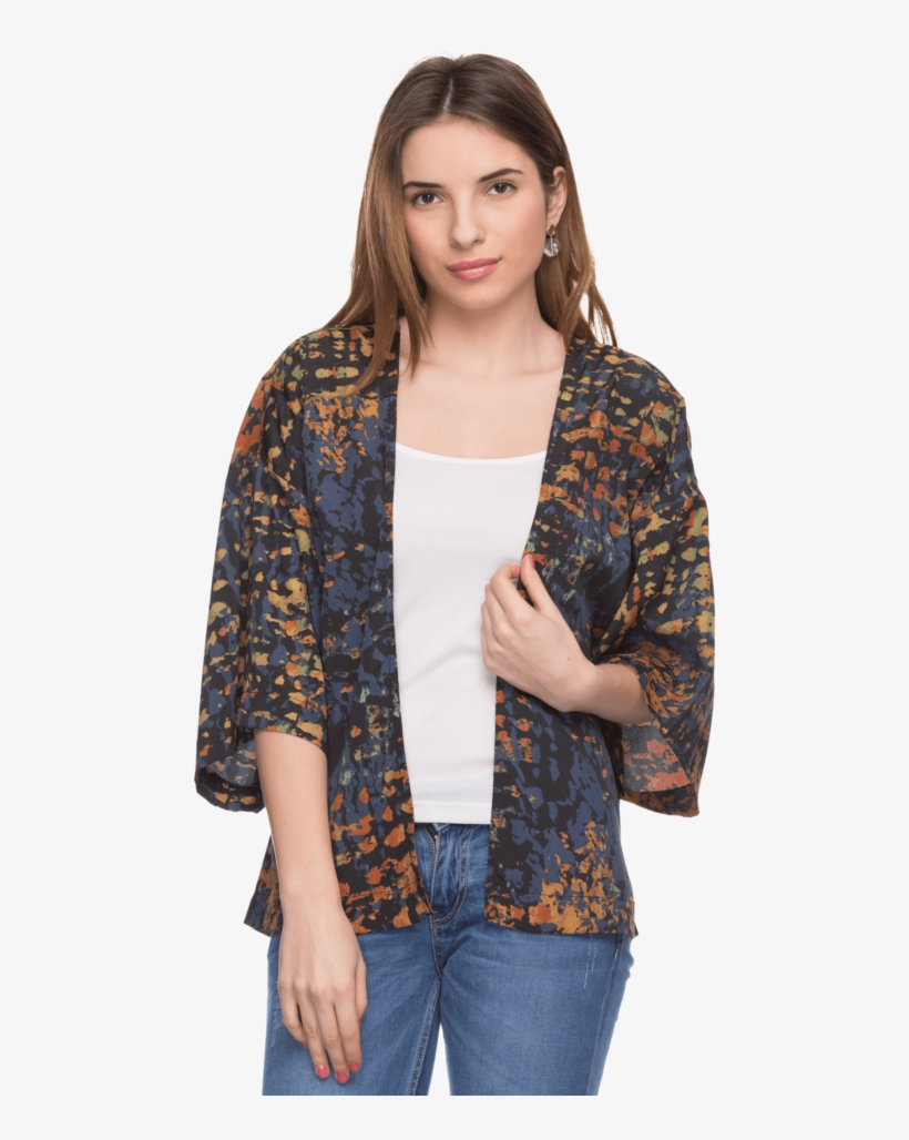 Women 3/4th Sleeves Casual Shrug - Girl, transparent png #8943048