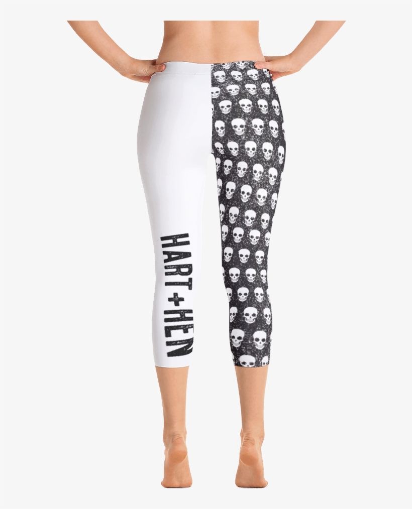 Black Skull One Leg Capri Leggings - Capri Pants, transparent png #8944717