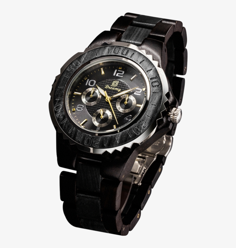 Mens Six Hands Multifunction Display Black Wood Watch - Bosch Power Tools Watch, transparent png #8947186