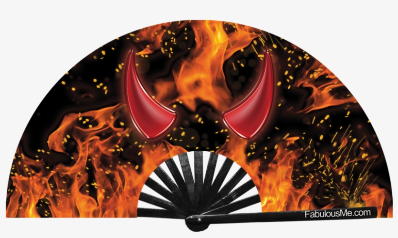 Devil Horn Bamboo Circuit Party Uv Glow Fan By Fabulous - Hand Fan, transparent png #8947233