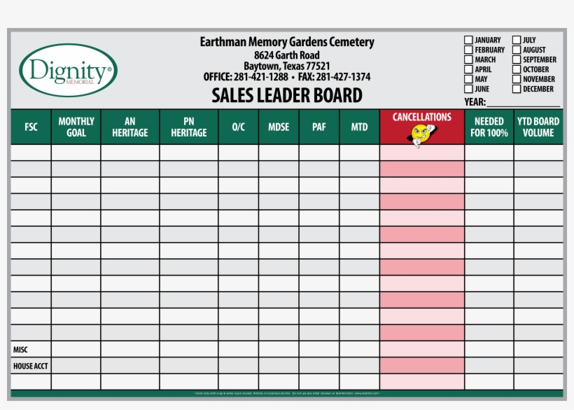A6760-sales Leader Board - Sales Board Office, transparent png #8947740