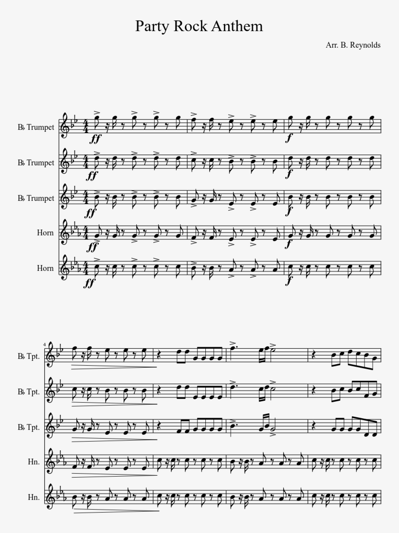 Party Rock Anthem Sheet Music Composed By Arr - Hymnsong Of Philip Bliss Trumpet, transparent png #8947856