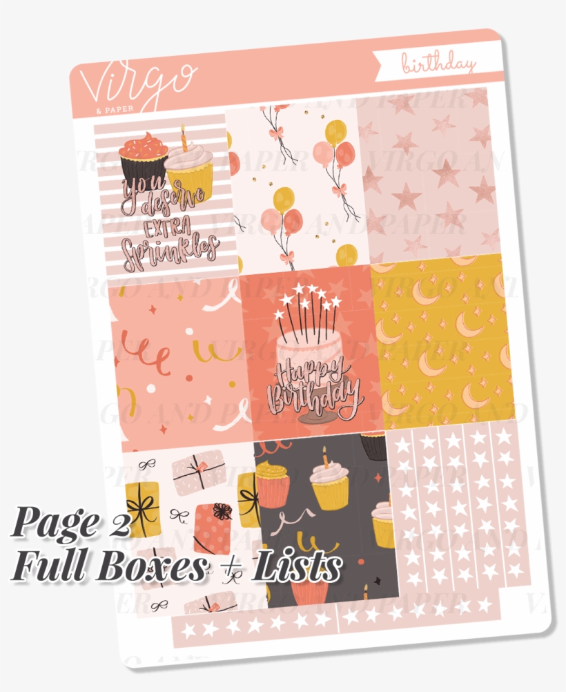 Birthday Weekly Planner Sticker Kit - Paper, transparent png #8949049