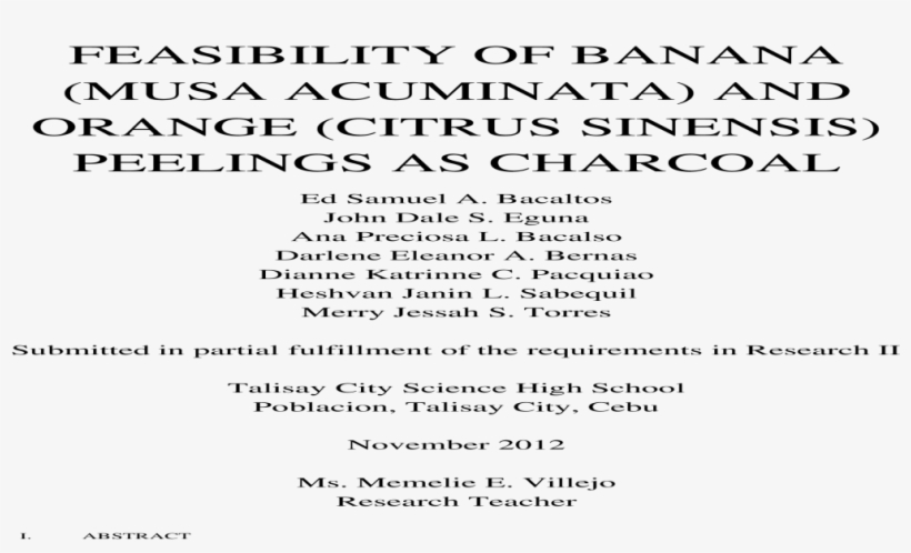 Characterization And Evaluation Of Charcoal Briquettes - Document, transparent png #8950162