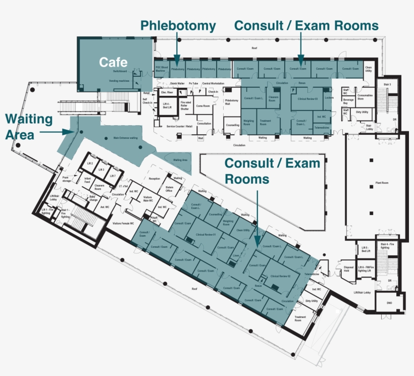 Floor Plan Outpatients And Cafe - Floor Plan, transparent png #8950984