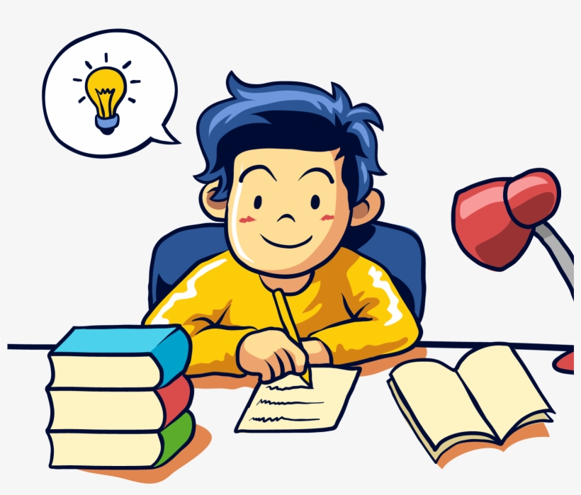 Student Learning Writing - Boy Doing Homework Drawing, transparent png #8951628