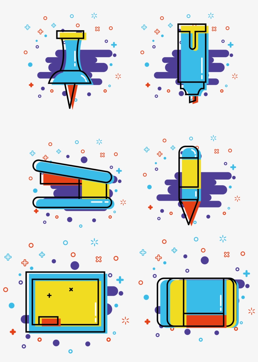 Mbe Style Student School Supplies Commercial Icon Elements - Graphic Design, transparent png #8951795