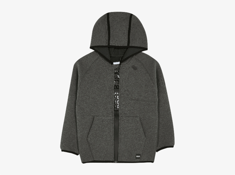 Gray Neoprene Hooded Jacket - Hoodie, transparent png #8952728