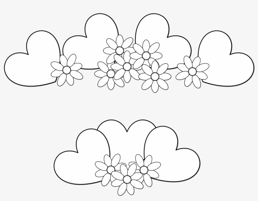Hearts, Heart, Flower, Flowers, Drawing, Coloring,, transparent png #8956000
