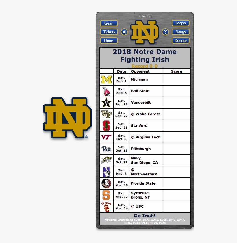 Get Your 2018 Notre Dame Fighting Irish Football Schedule - Ohio State Buckeyes Football Schedule, transparent png #8956891
