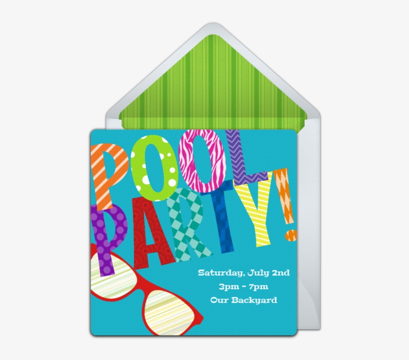 Colorful Pool Party Online Invitation - Graphic Design, transparent png #8958018