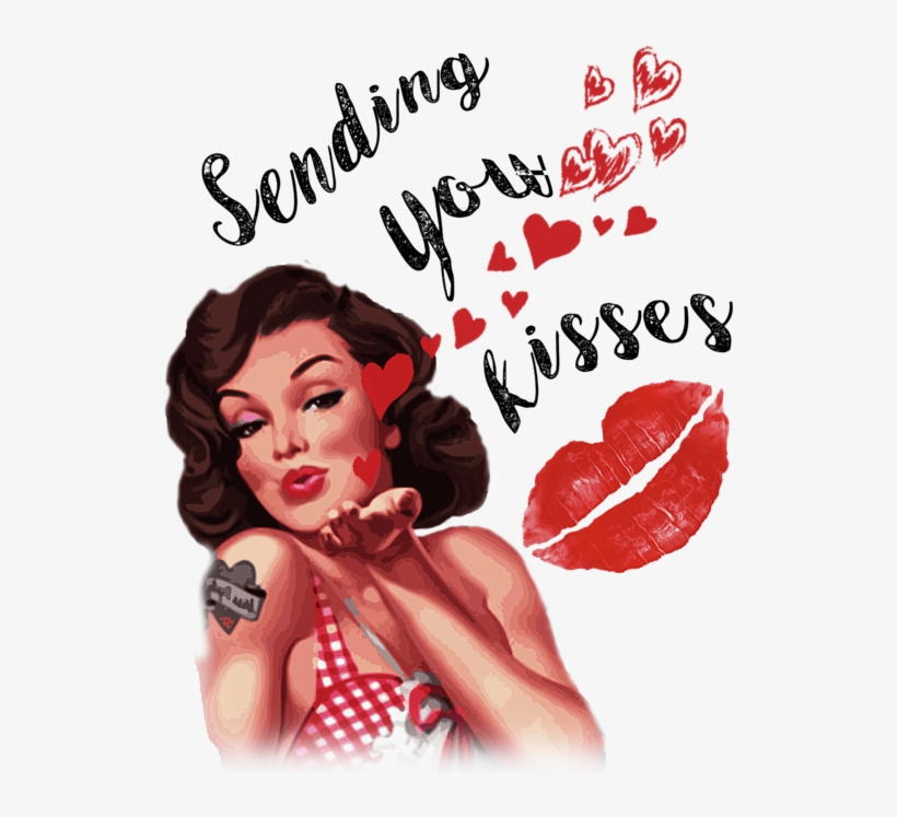 Click And Drag To Re-position The Image, If Desired - Pin Up Girl Kisses, transparent png #8959423