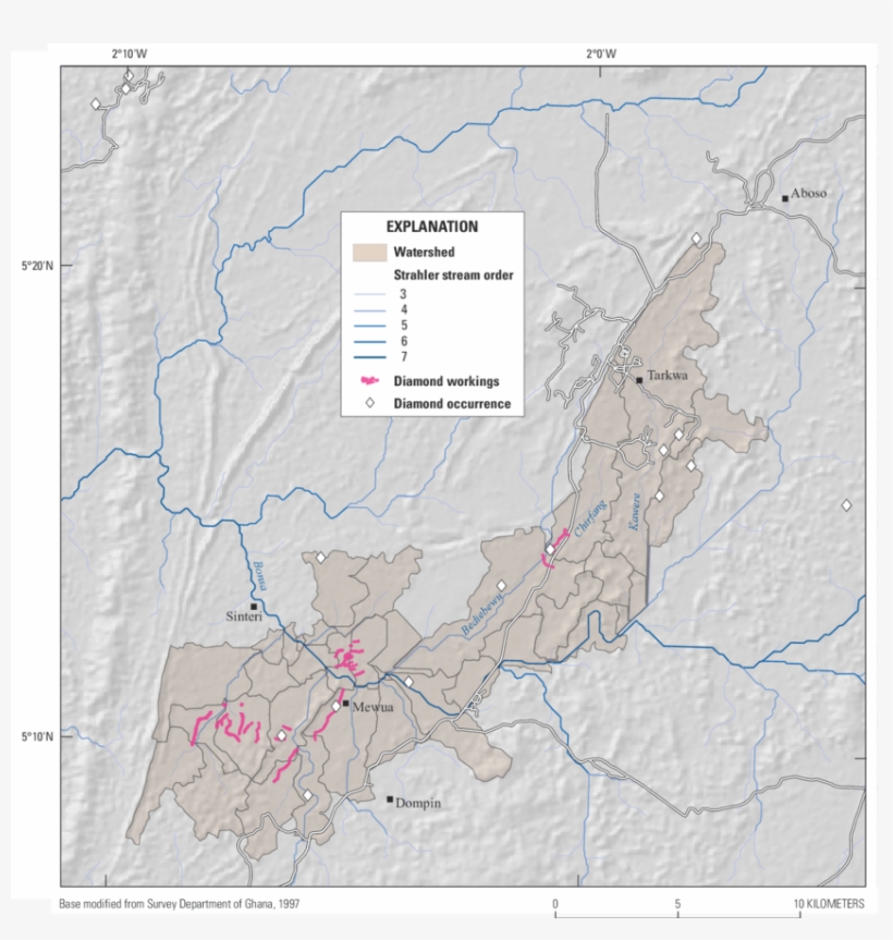 Calculated Diamondiferous Subbasins Of The Bonsa Diamond - Atlas, transparent png #8959977