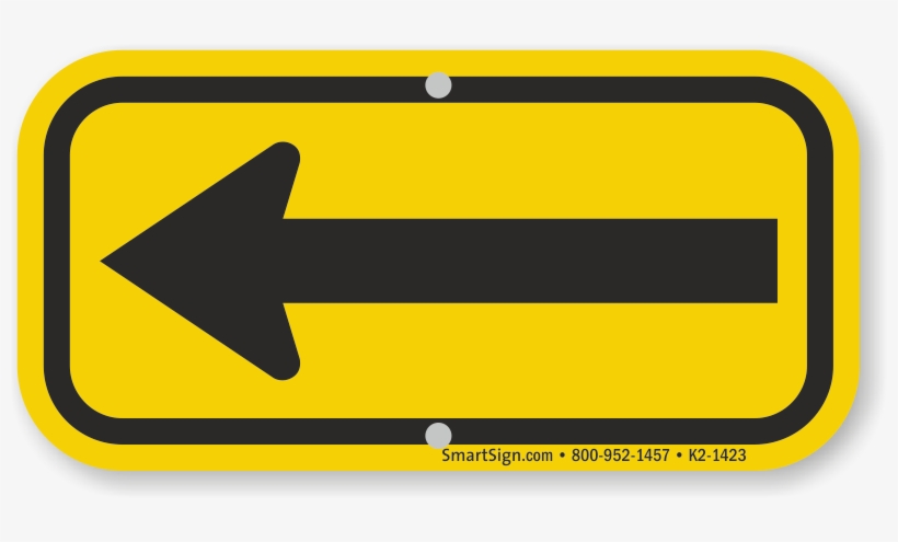 Left Arrow, Supplemental Sign, Black On Yellow - Traffic Sign, transparent png #8963194