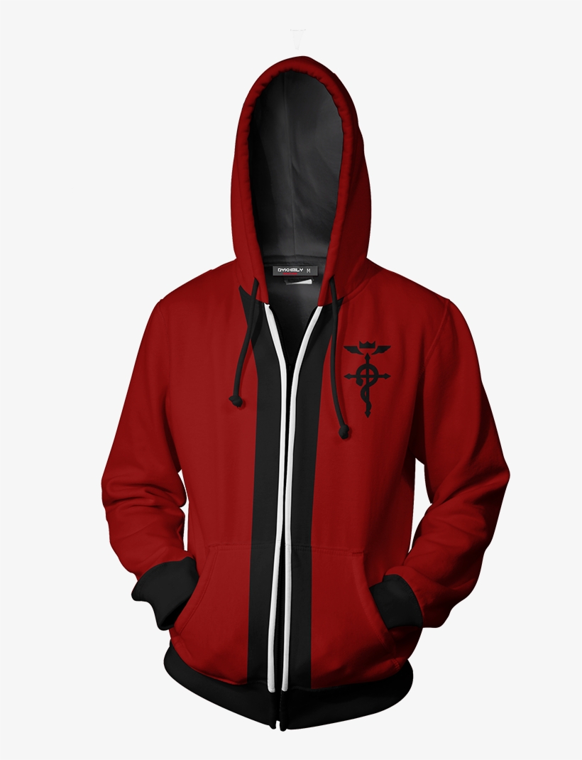 Fullmetal Alchemist Elric Edward Cosplay Zip Up Hoodie, transparent png #8963258