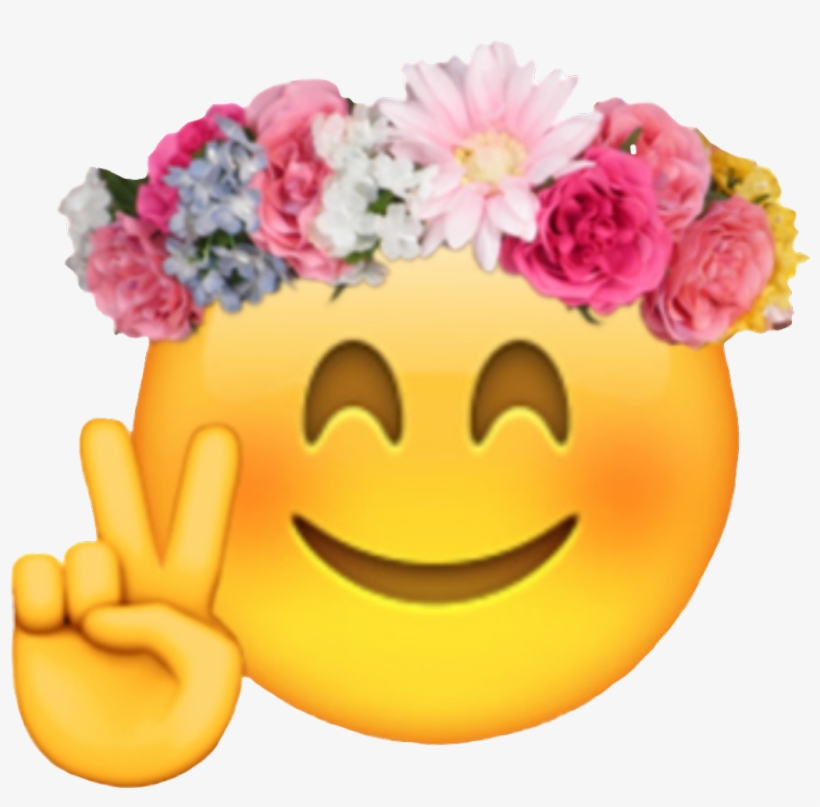 Emoji Sticker - Emoji With Flower Crown, transparent png #8964516