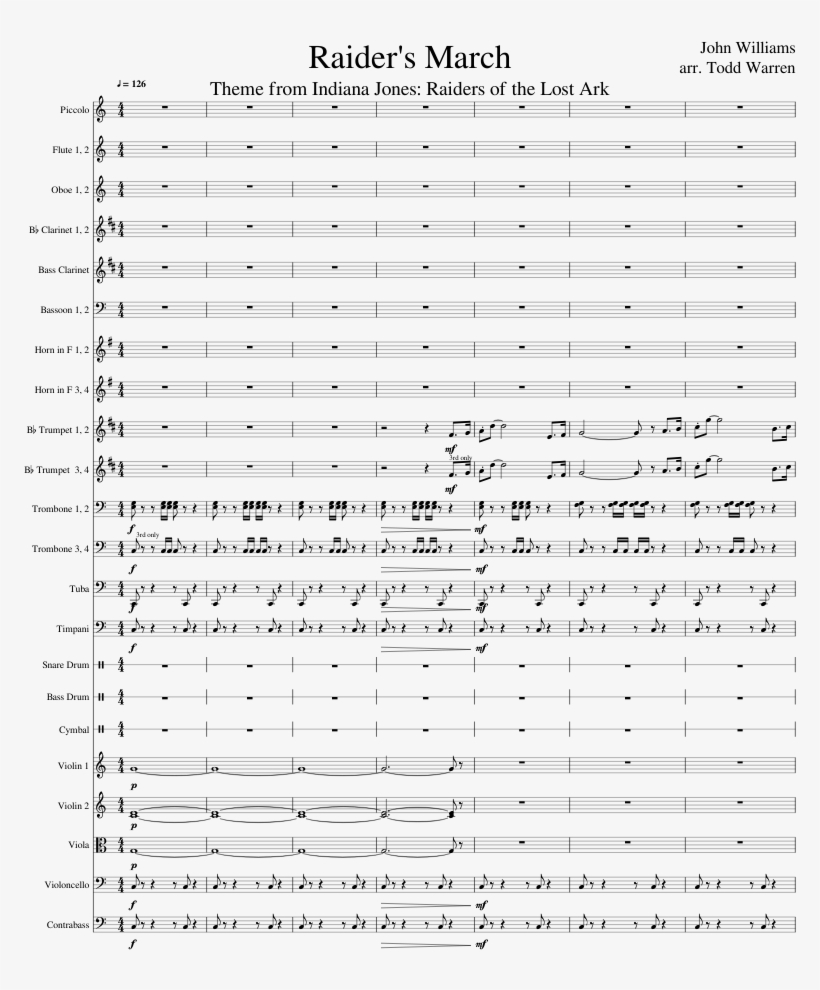 Raider's March Indiana Jones Completa - Indiana Jones Flute Sheet Music, transparent png #8964568