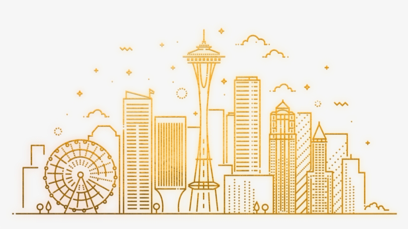 Konnected Seattle Skyline - Seattle Skyline Line Art, transparent png #8965942