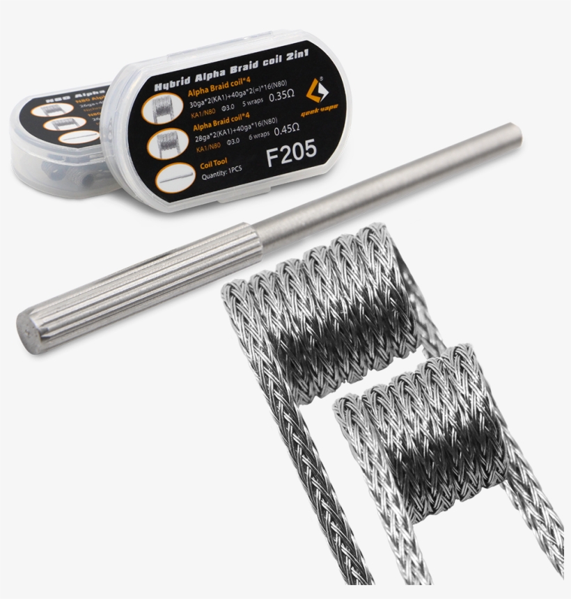 Geekvape F205 Hybrid Alpha Braid Coil 2in1 - Geekvape Fused Clapton Coil, transparent png #8966479