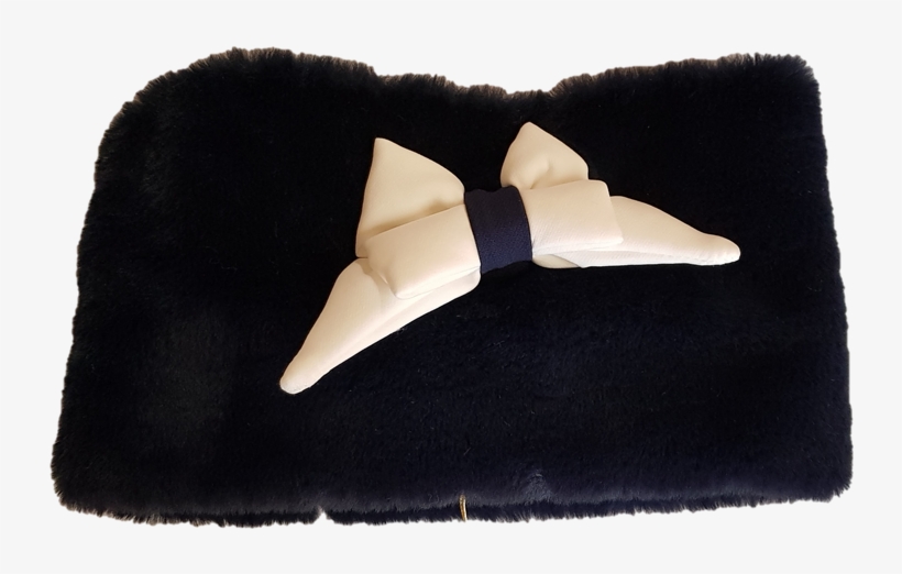 W18ch18 Chua Navy Fur Snood With White Bow - Bow Tie, transparent png #8966528