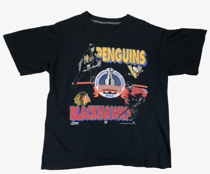Vintage '92 Penguins Blackhawks Stanley Cup - Luke Cage Run Dmc Shirt, transparent png #8966756
