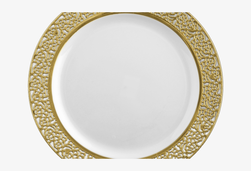 Dinner Plate Png Transparent Images - White Plates With Silver Trim, transparent png #8967001