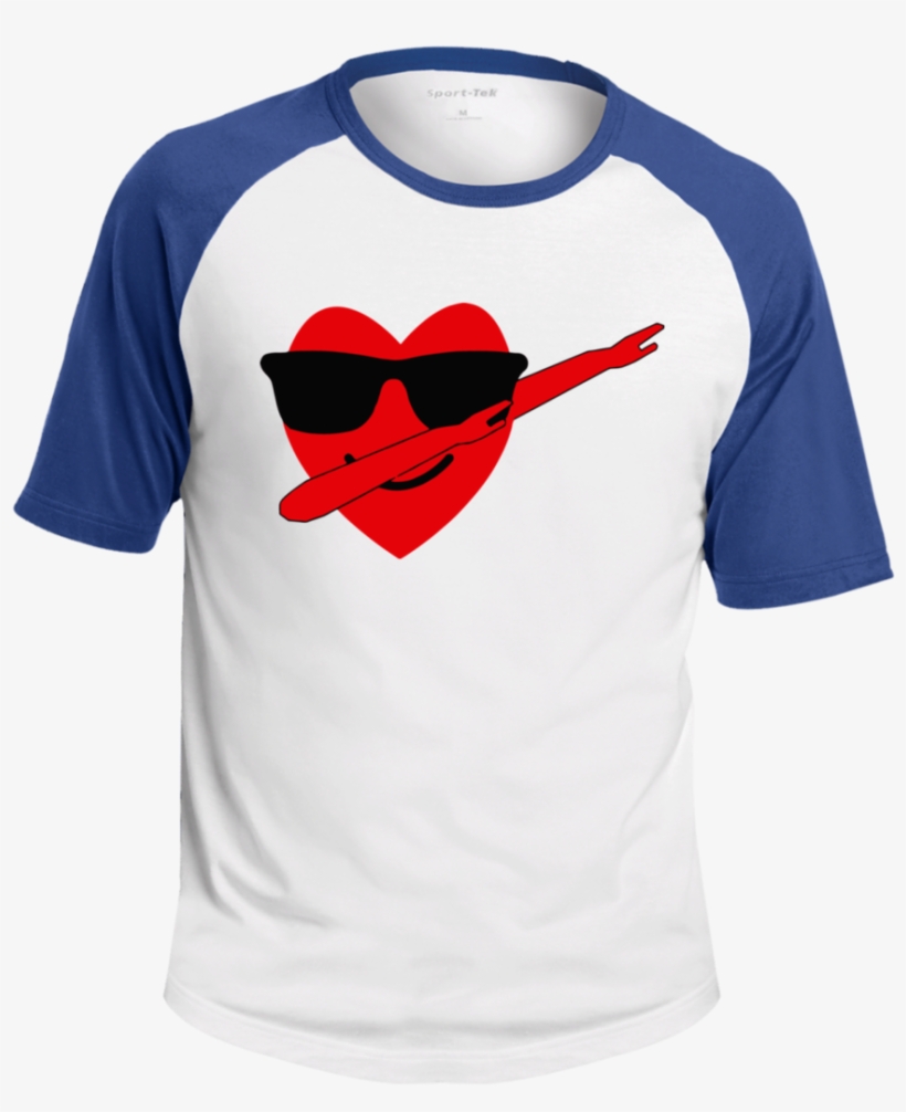 Heart Emoji Dabbing For Valentine's Day Raglan - T-shirt, transparent png #8969101