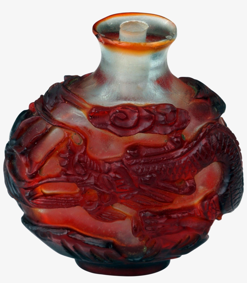 Chinese Red Dragon Glass Snuff Bottle Circa - Vase, transparent png #8970168