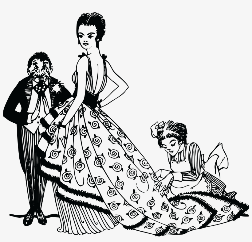 Free Clipart Of A Retro Rich Woman Being Dressed By - Rich Woman Drawing Png, transparent png #8971536