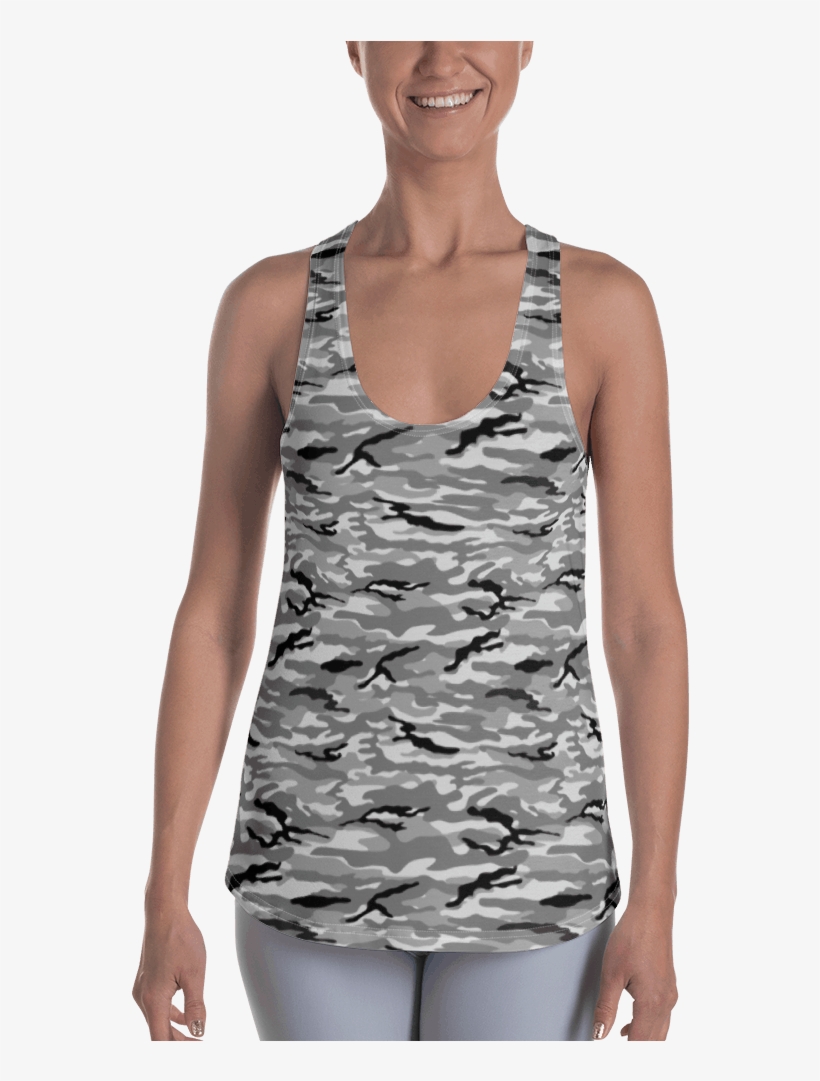 North Halsey White Camo Racerback Tank - Sleeveless Shirt, transparent png #8974995