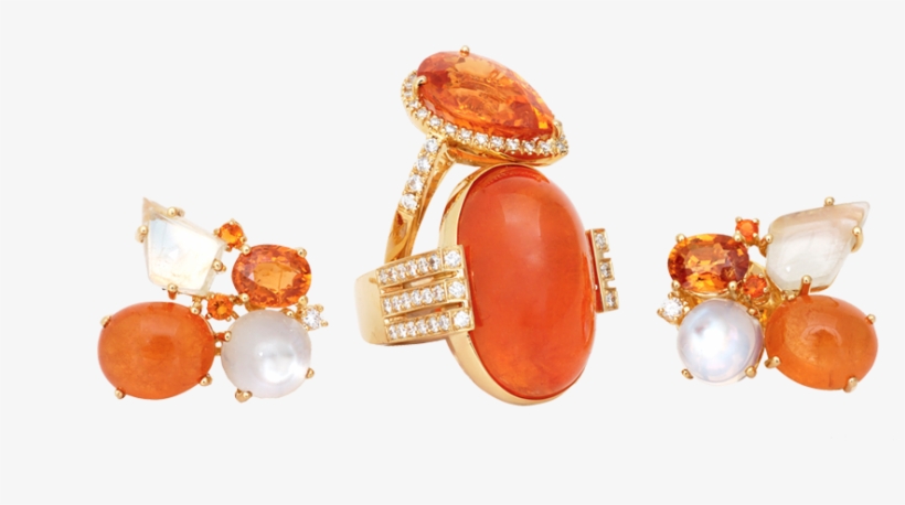 Mandarin Garnets, Moonstones And Diamonds - Fine Jewels Mandarin Garnet, transparent png #8978811