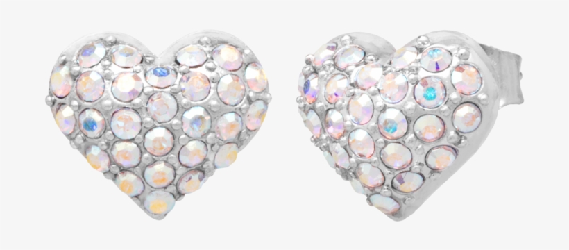 Earring Heart Pave Aurora Borealis - Earrings, transparent png #8979472
