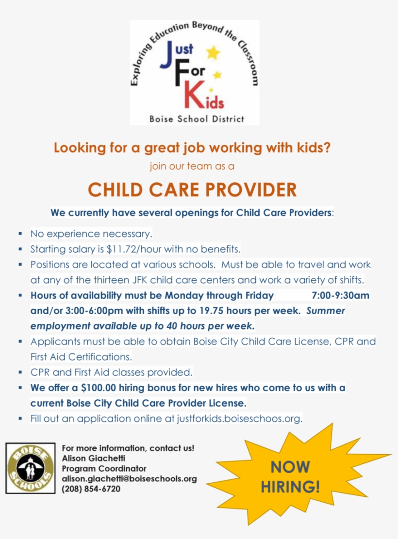 Looking For A Great Job Working With Kids Join Our - Boise School District, transparent png #8979987