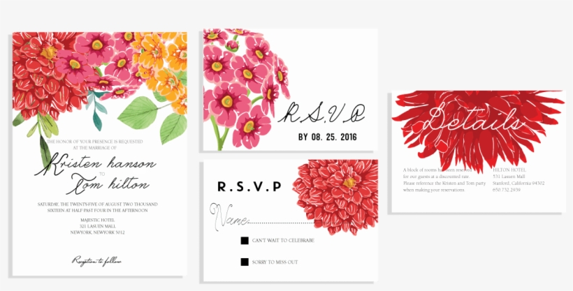 Colorful Floral Invitation Set - Gilliflower, transparent png #8981477
