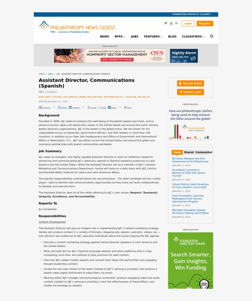 Assistant Director Communications Spanish Job At Ajc - Web Page, transparent png #8988378