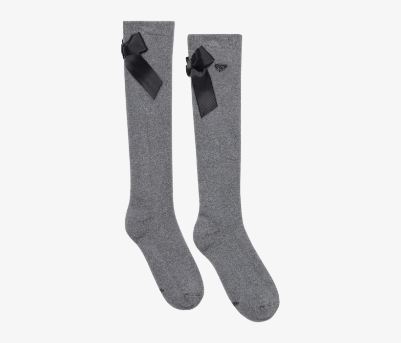 Dark Melange Socks With A Black Bow - Sock, transparent png #8990645