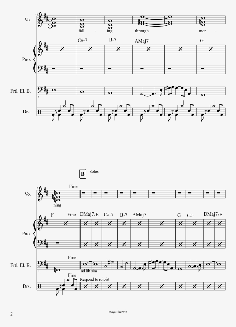Snow Falling Sheet Music Composed By Maya Sherwin 2 - Highland Cathedral Piccolo Trompete, transparent png #8990979