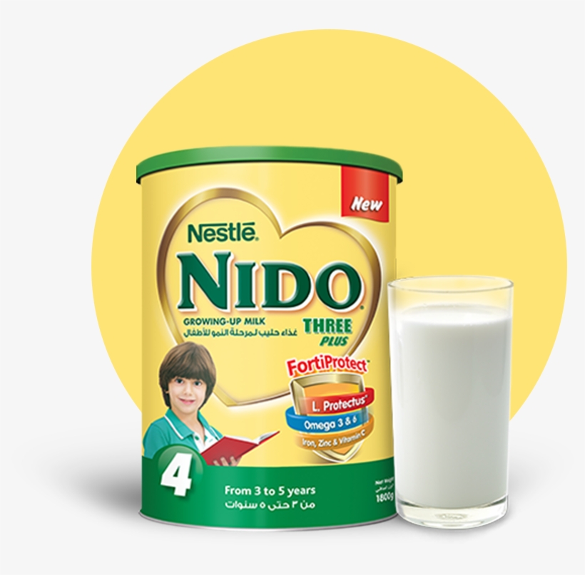 Nestlé® Nido® Three Plus Milk Powder With Protectus™ - Nido Milk With Glass, transparent png #8992115