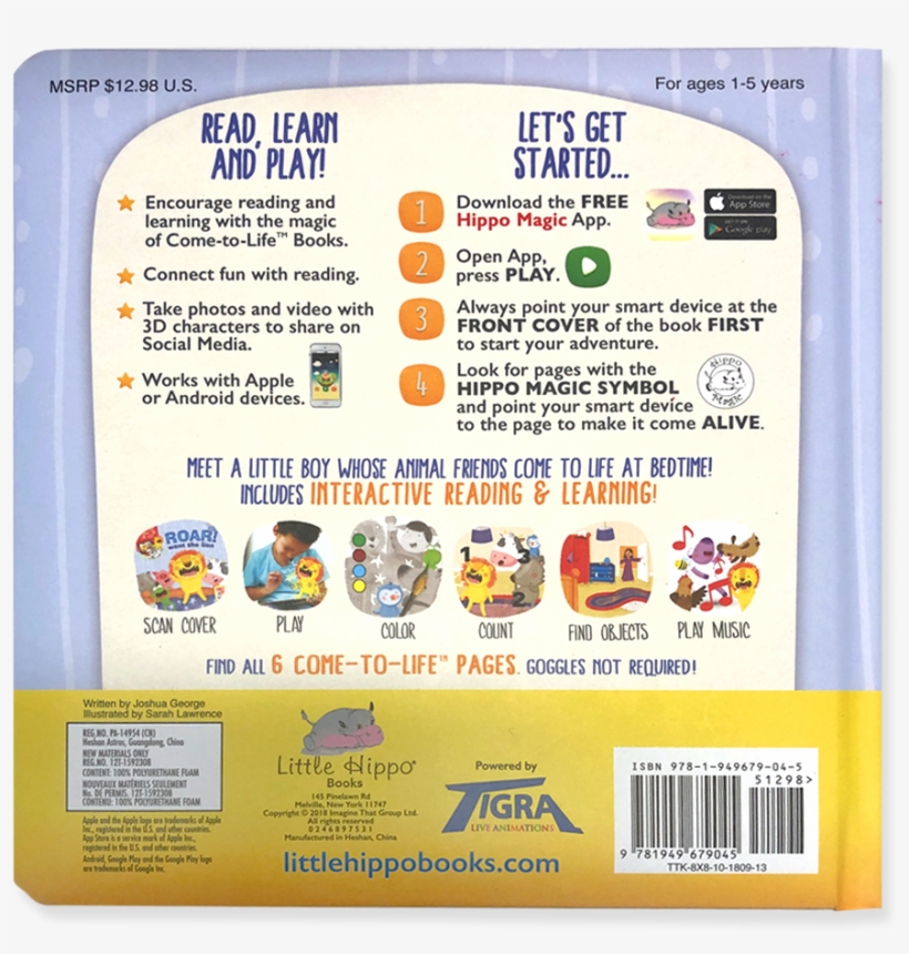 Little Hippo Come To Life Augmented Reality Children's - Ink, transparent png #8992170